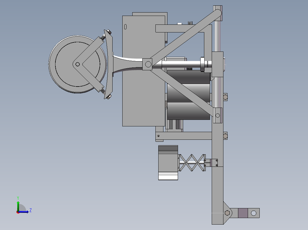 全控仿形升降棉花打顶机（三维+CAD图纸）左视图