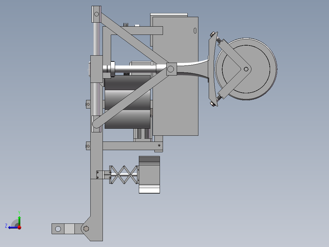 全控仿形升降棉花打顶机（三维+CAD图纸）右视图