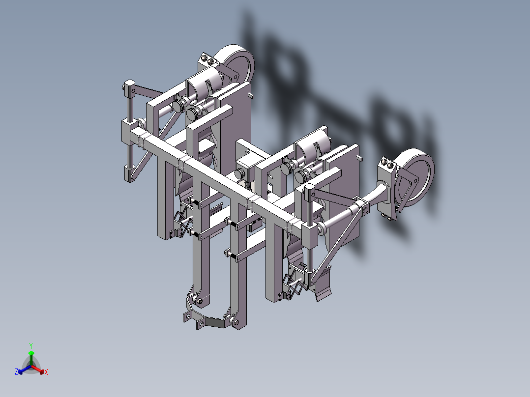 全控仿形升降棉花打顶机（三维+CAD图纸）正等轴测图