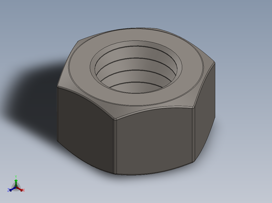 紧固件-Raw Steel Nut 0.5000正等轴测图