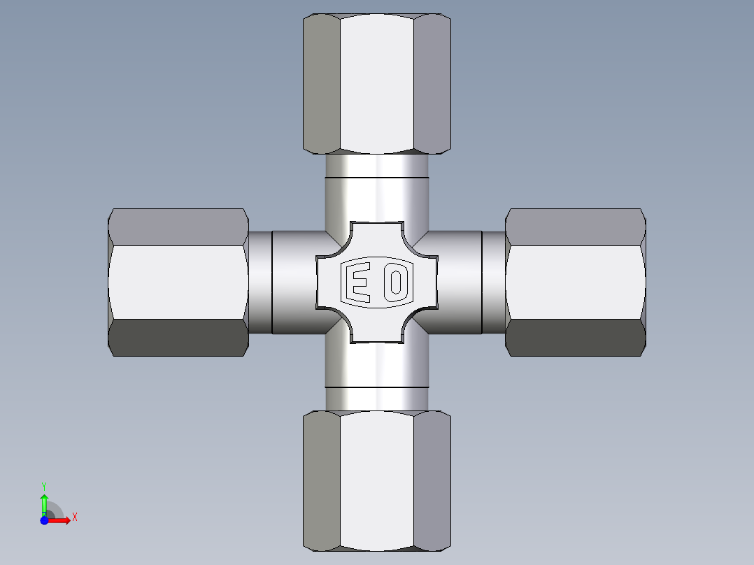 卡套式工业通用硬管接头EO_Union_cross_K04LLCF前视图