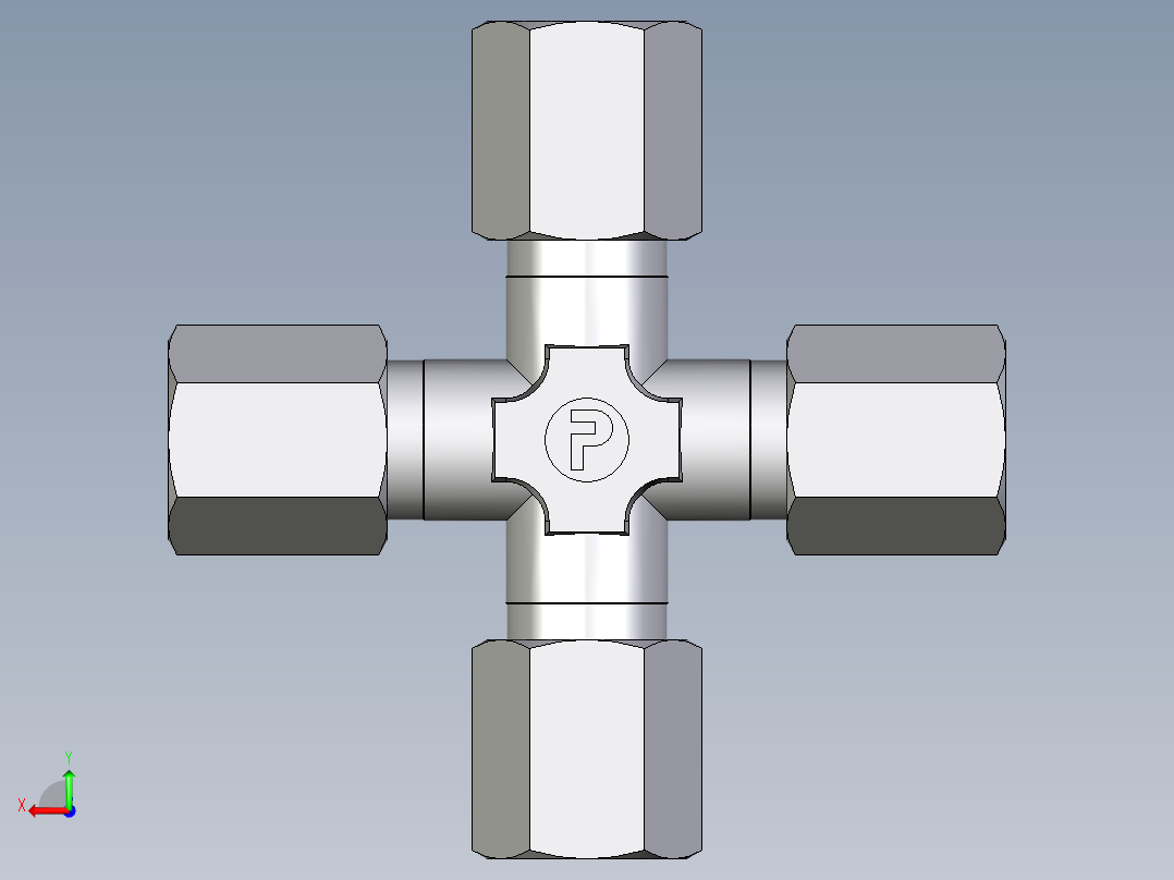 卡套式工业通用硬管接头EO_Union_cross_K04LLCF后视图