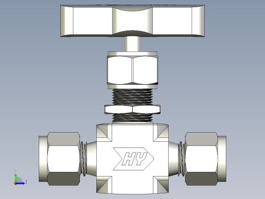 不锈钢整体阀帽针形阀，0.37 Cv，1-4英寸。调节杆Hy-Lok管接头左视缩略图