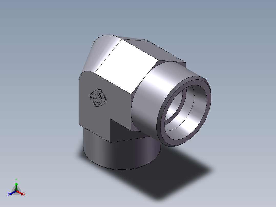 弯接头-W、1D9-36正等轴测图