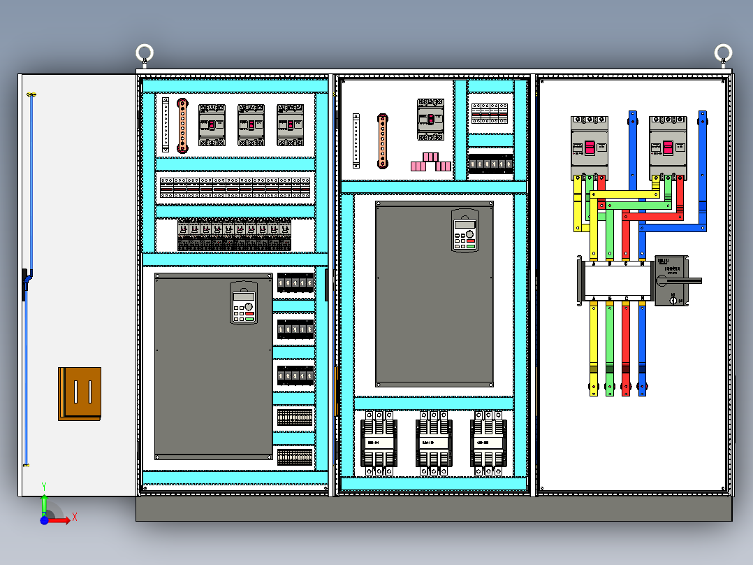 三柜组装变频器双电源CDQ1S系列控制柜前视图