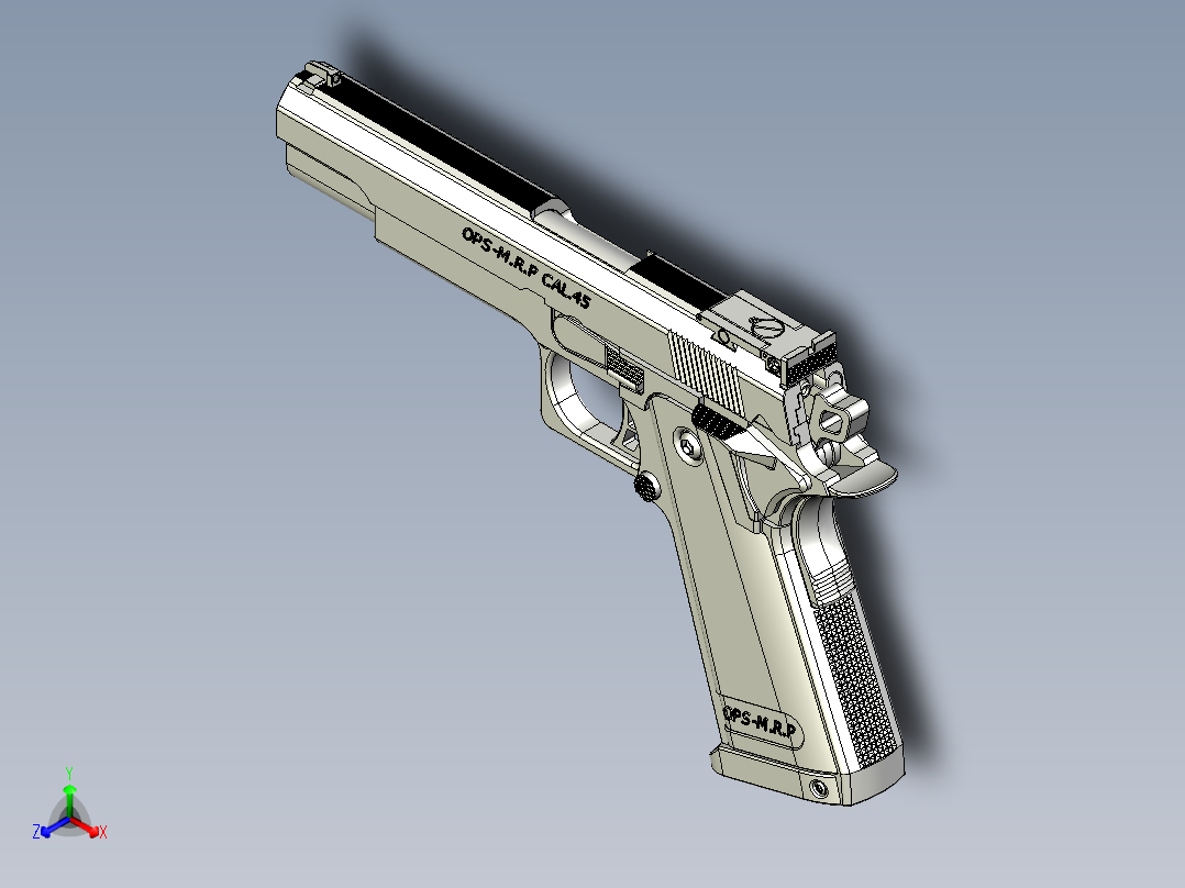 手枪左轮冲锋枪老式狙击步枪设计3D图纸ops-m-dot-r-p-45-cal inventor igs stl正等轴测图