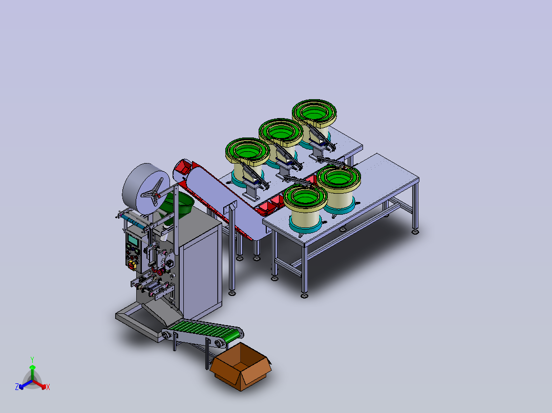 振动盘包装机器正等轴测图