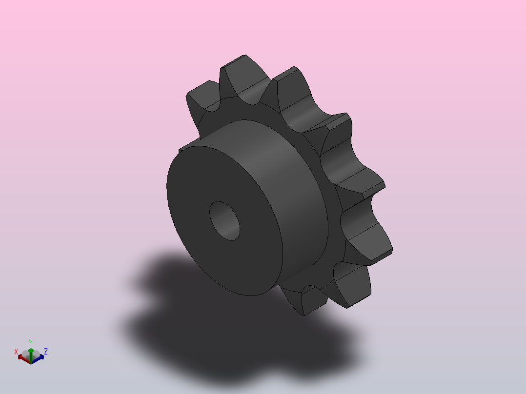 直孔链轮16B型_11-16B-1正等轴测图