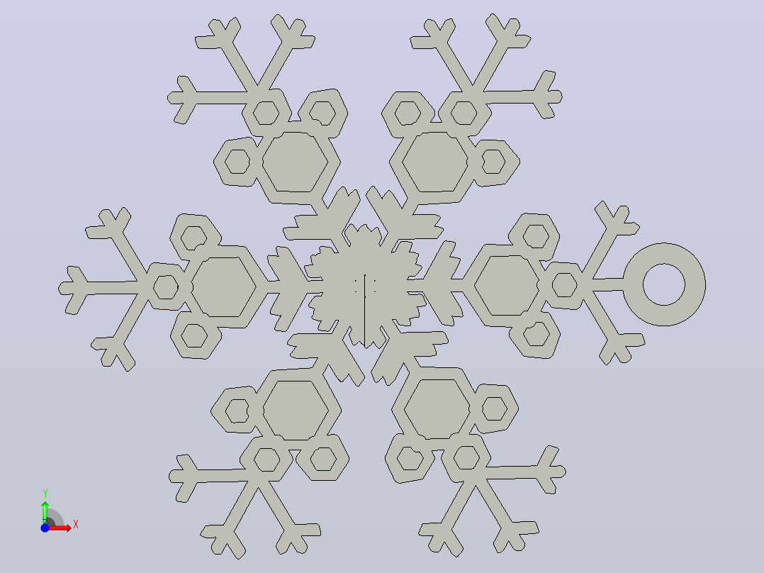 雪花造型吊坠前视图