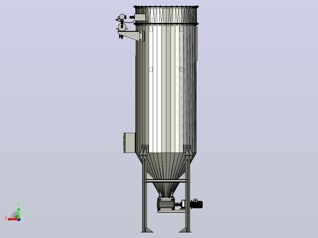 袋式除尘器-旋风除尘器，用于清理研磨性强的粉尘后视图