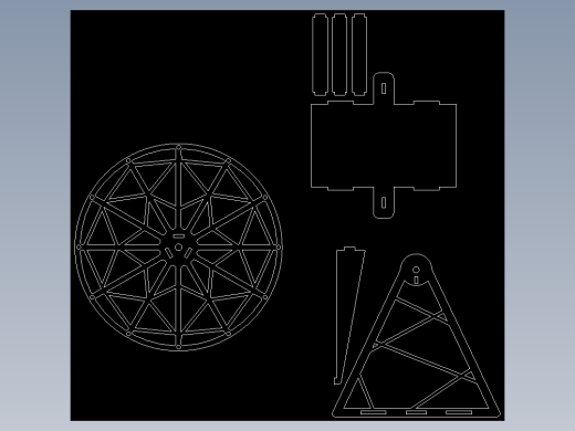 观光摩天轮模型激光雕刻图纸 dxf格式平面图档