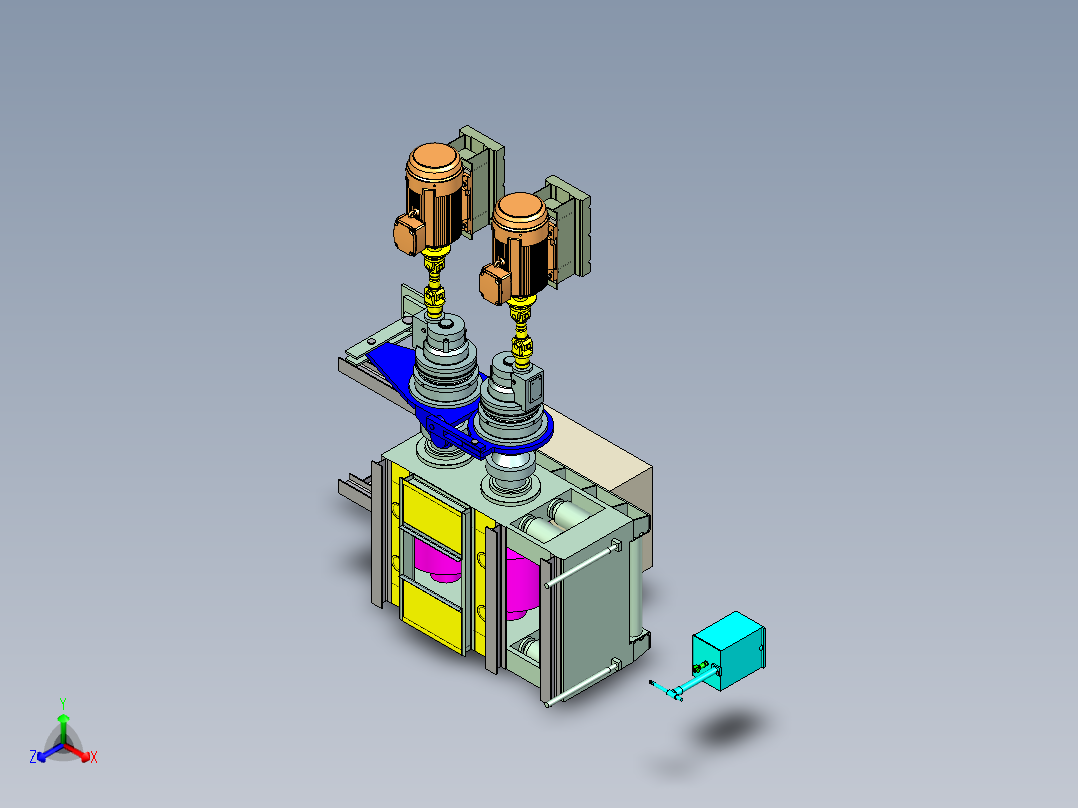 高压辊磨机辊破碎机正等轴测图