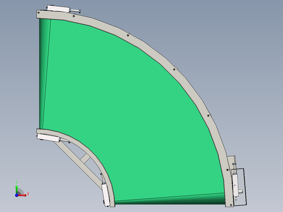 F737 90度转角皮带输送线转弯线图纸SW11前视图