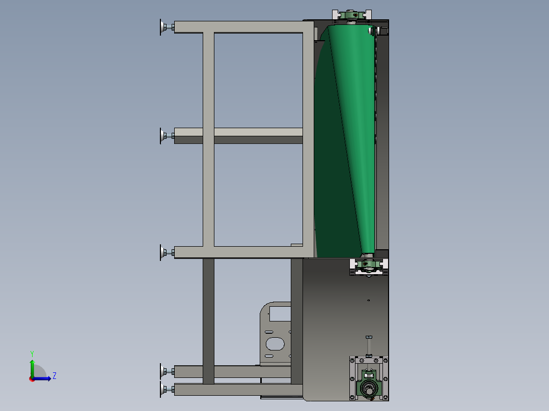 F737 90度转角皮带输送线转弯线图纸SW11左视图