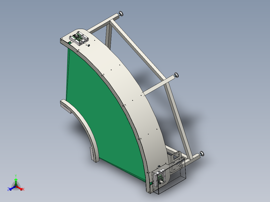 F737 90度转角皮带输送线转弯线图纸SW11正等轴测图