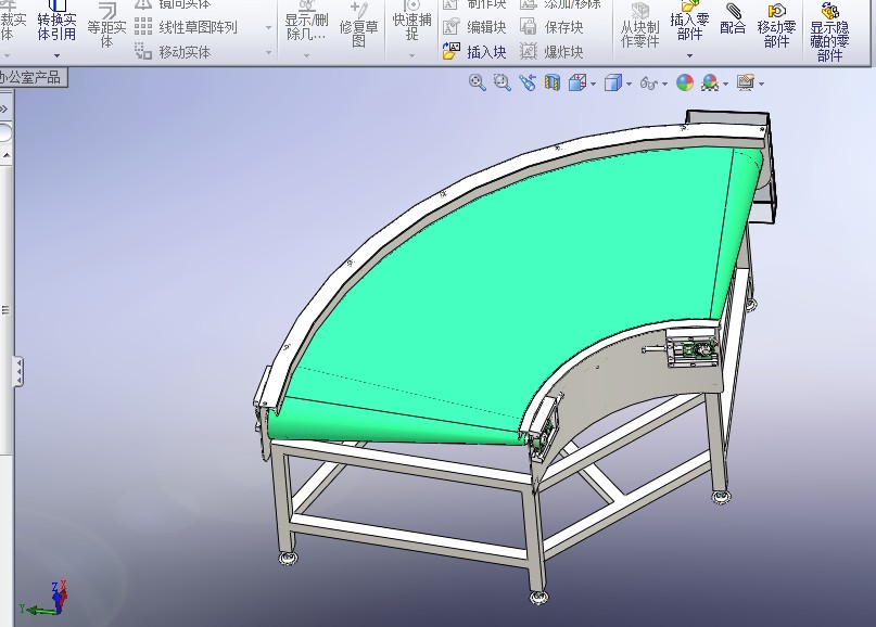 F737 90度转角皮带输送线转弯线图纸SW11