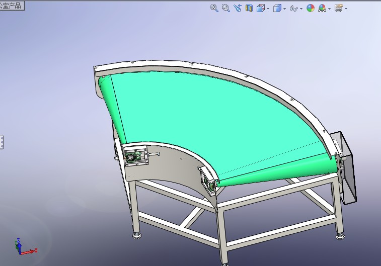 F737 90度转角皮带输送线转弯线图纸SW11