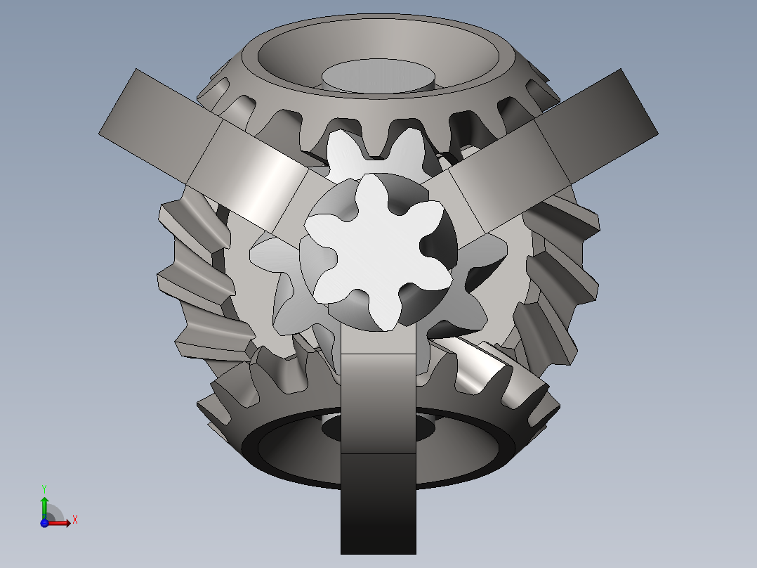 行星锥齿减速器三维建模图纸 Solidworks设计前视图