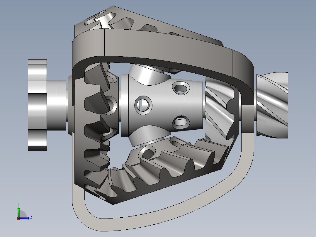 行星锥齿减速器三维建模图纸 Solidworks设计左视图