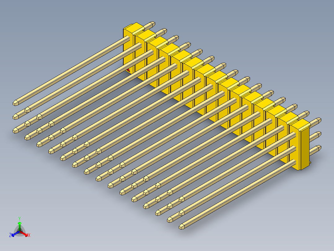 彩色公头100mil（2.54mm）系列-DS1021_yellow_3x15p_100mil_Type43_rev1.0主视图