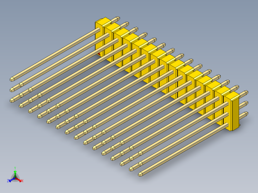 彩色公头100mil（2.54mm）系列-DS1021_yellow_3x15p_100mil_Type43_rev1.0