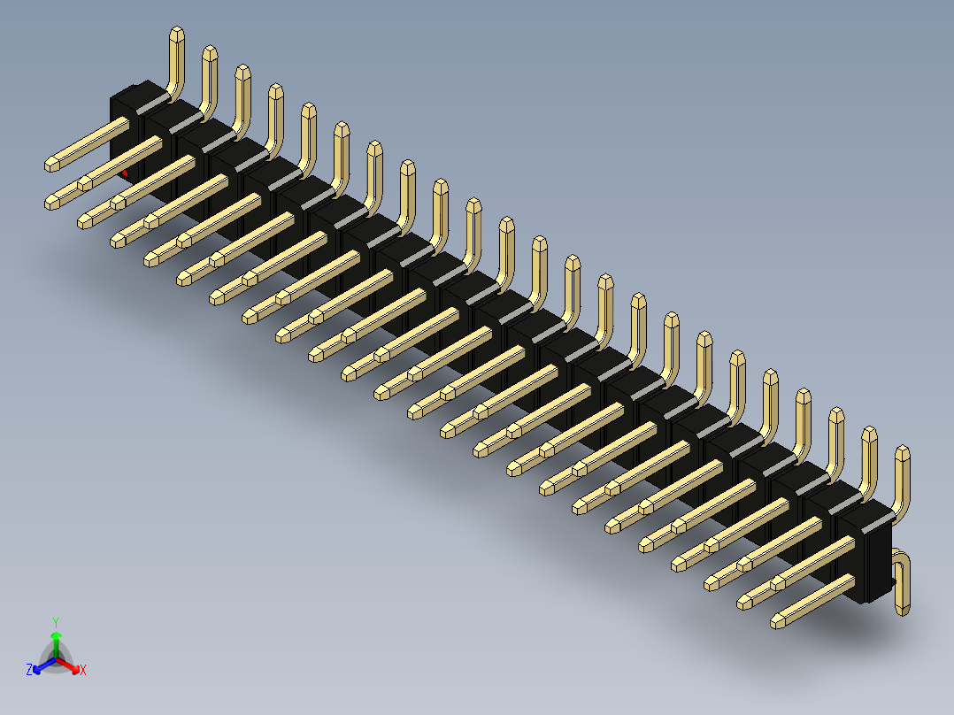 彩色公排针 100mil 2.54mm 系列-DS1022_black_46p_100mil_TypeSMT_rev1.0主视图