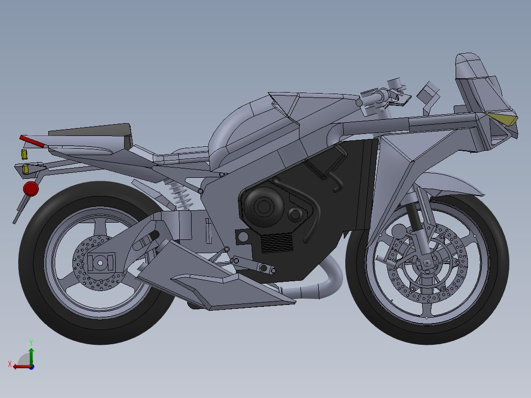 摩托车dragonfly-motorbike-SolidWorks2015后视图