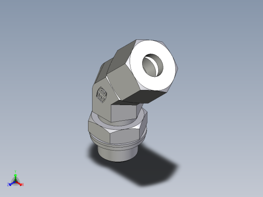 卡套式工业通用硬管接头EO_Adjustable_locknut_45_deg_elbow_VEE10ZSRCF正等轴测缩略图