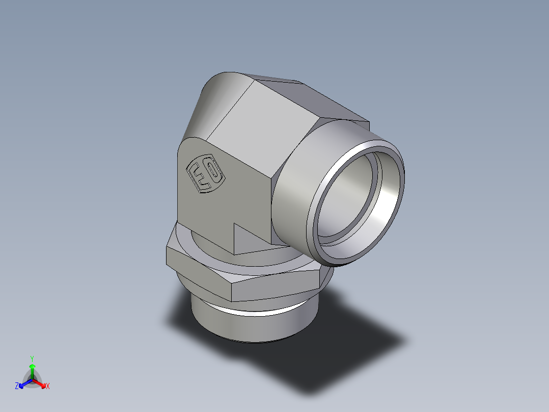 卡套式工业通用硬管接头EO_Adjustable_Locknut_elbow_WEE28LMOROMDCF主视图