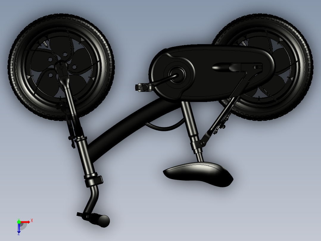 70---儿童自行车模型图设计sw2017三维图纸模型设计图纸俯视图