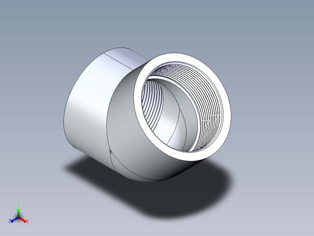 聚氯乙烯配件09-Sch80_45Elbow_FPTxFPT_819-030 _3in正等轴测图