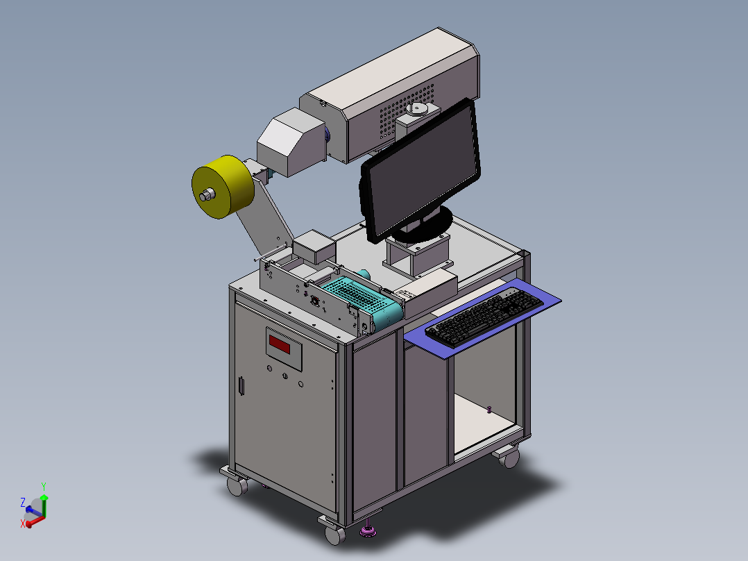 标签自动镭雕设备（sw18可编辑+工程图+bom）