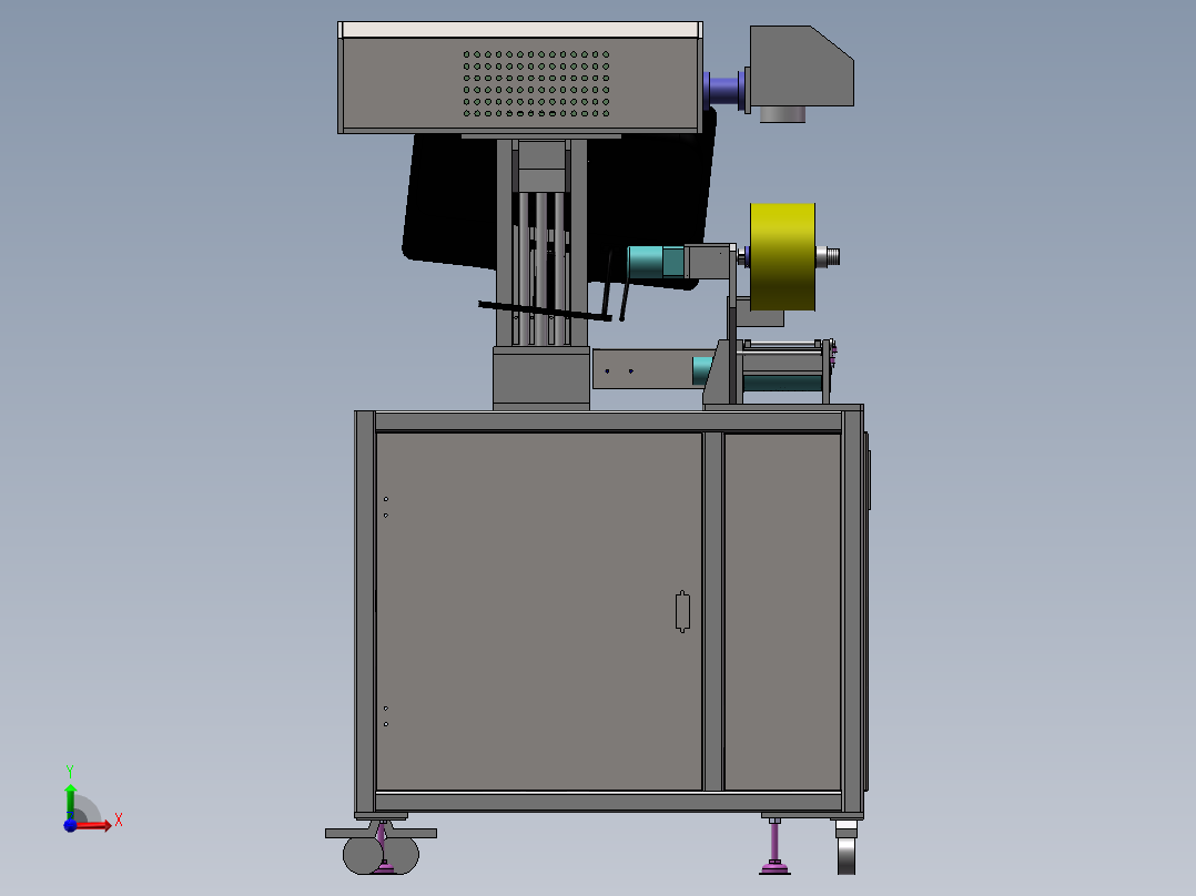 标签自动镭雕设备（sw18可编辑+工程图+bom）前视图