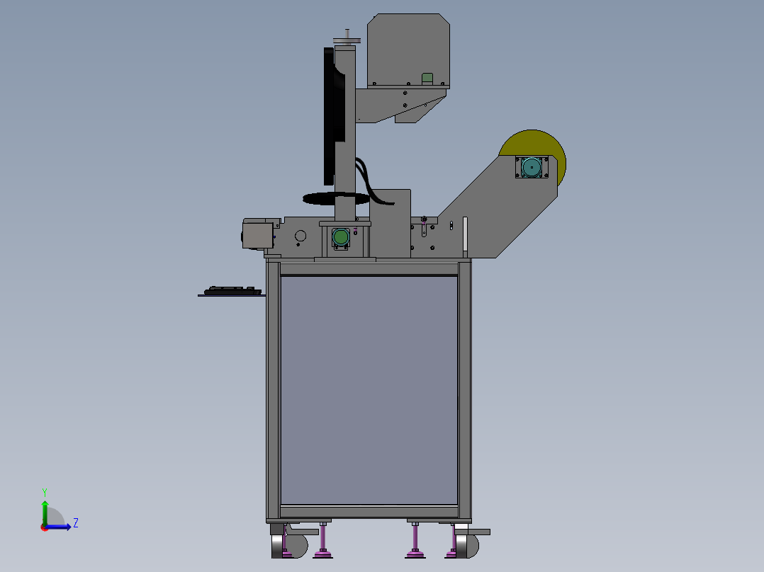 标签自动镭雕设备（sw18可编辑+工程图+bom）左视图