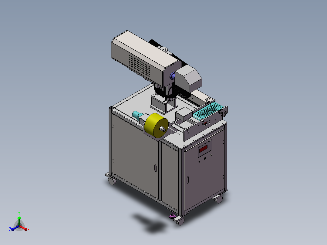 标签自动镭雕设备（sw18可编辑+工程图+bom）正等轴测图