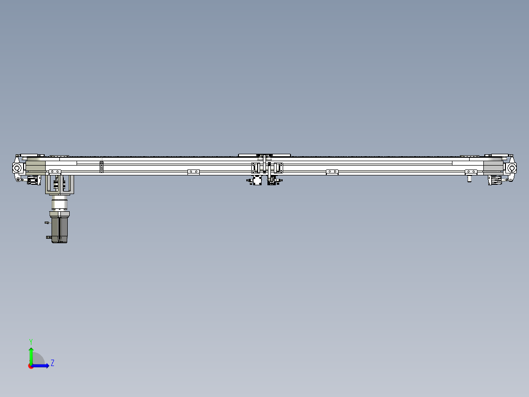 4工位矩形环形导轨非标自动化链条左视图