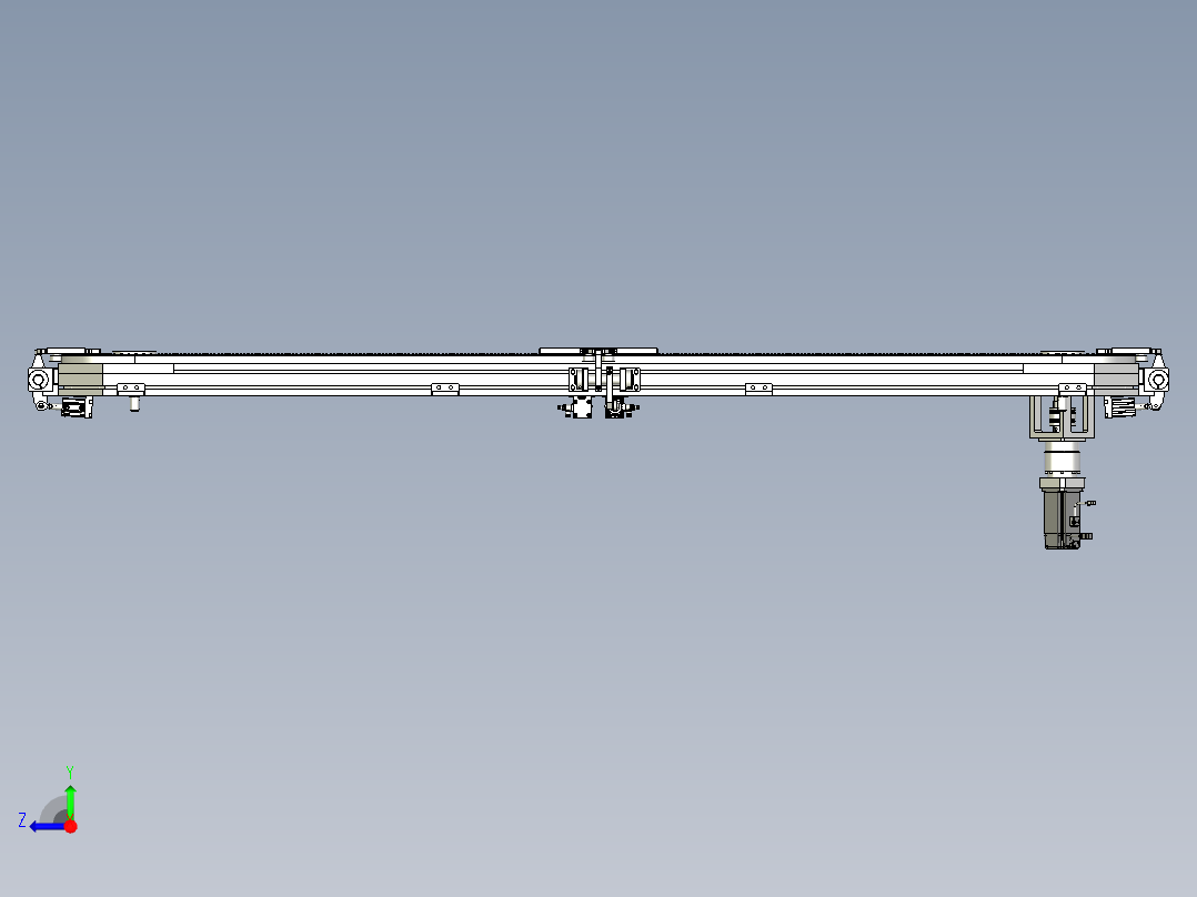 4工位矩形环形导轨非标自动化链条右视图