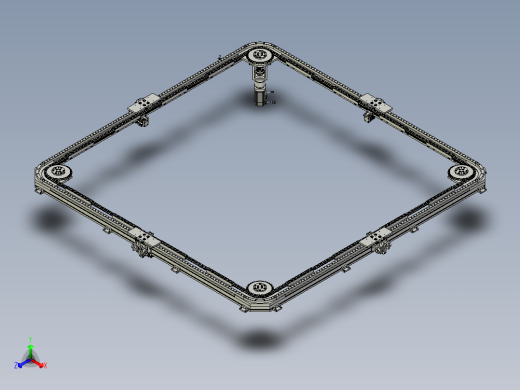 4工位矩形环形导轨非标自动化链条正等轴测缩略图