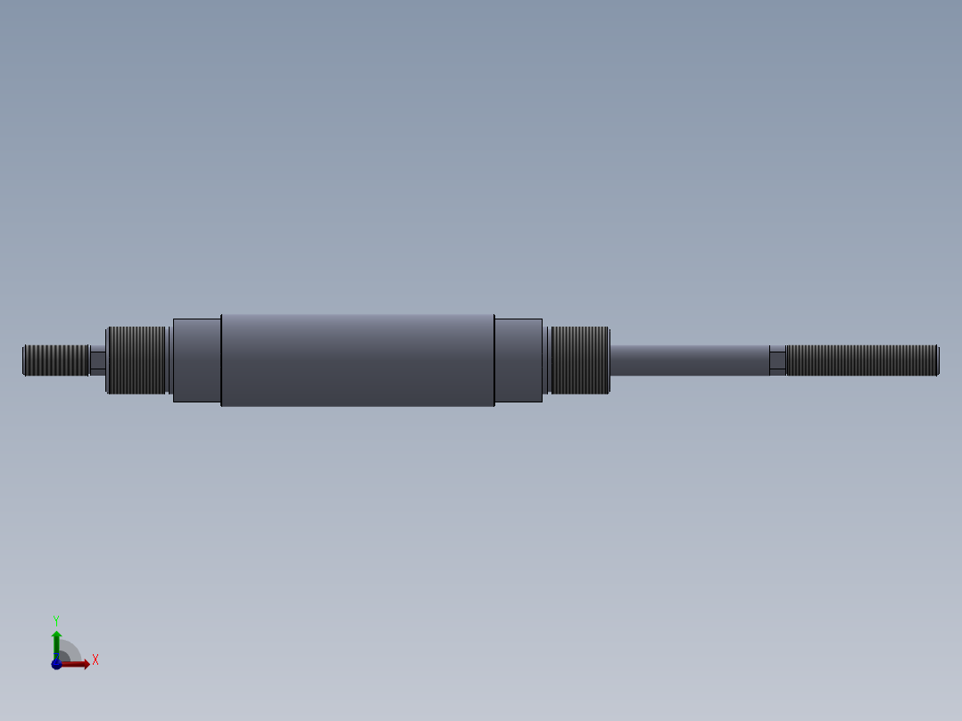 螺纹类型 气缸（圆形后安装 - 双杆） 25x10x50 mm前视图