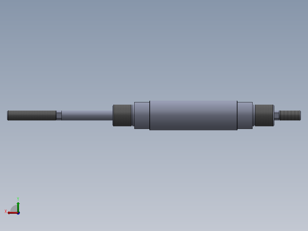 螺纹类型 气缸（圆形后安装 - 双杆） 25x10x50 mm后视图