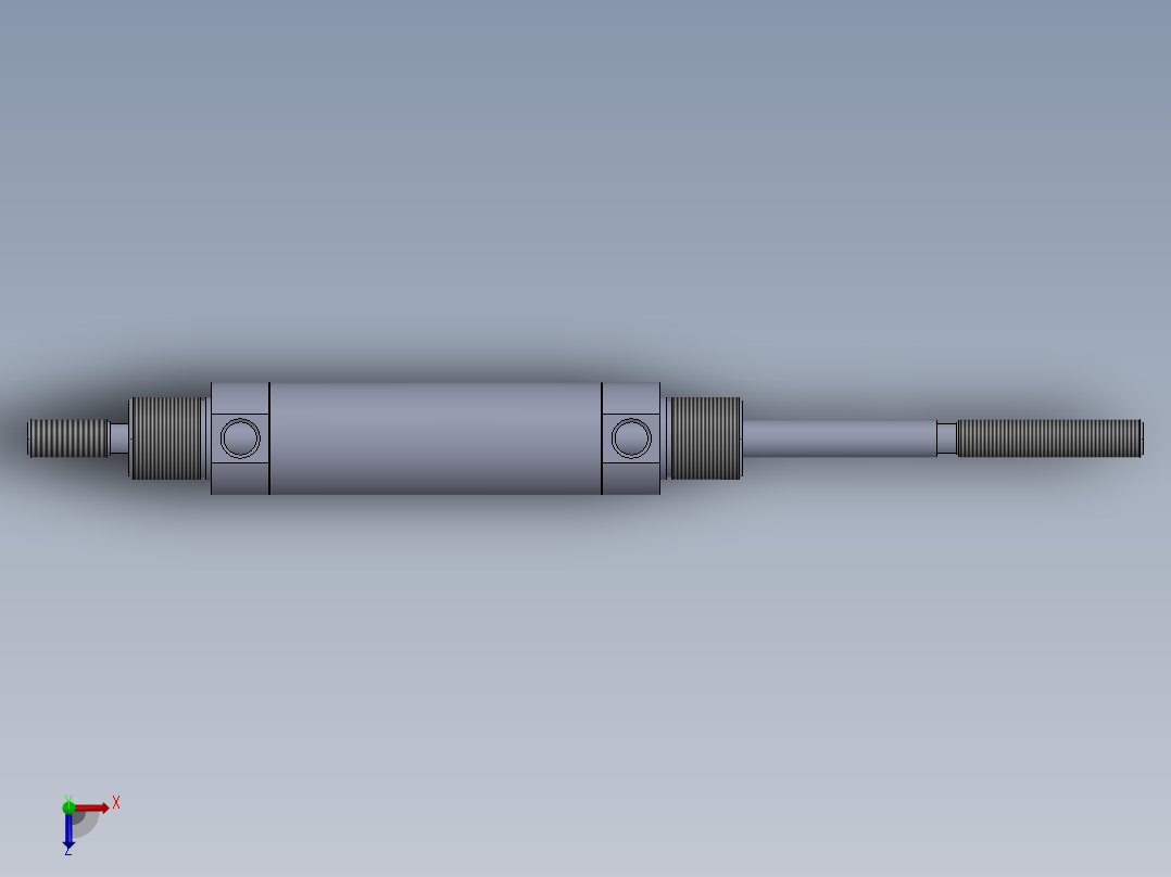 螺纹类型 气缸（圆形后安装 - 双杆） 25x10x50 mm俯视图