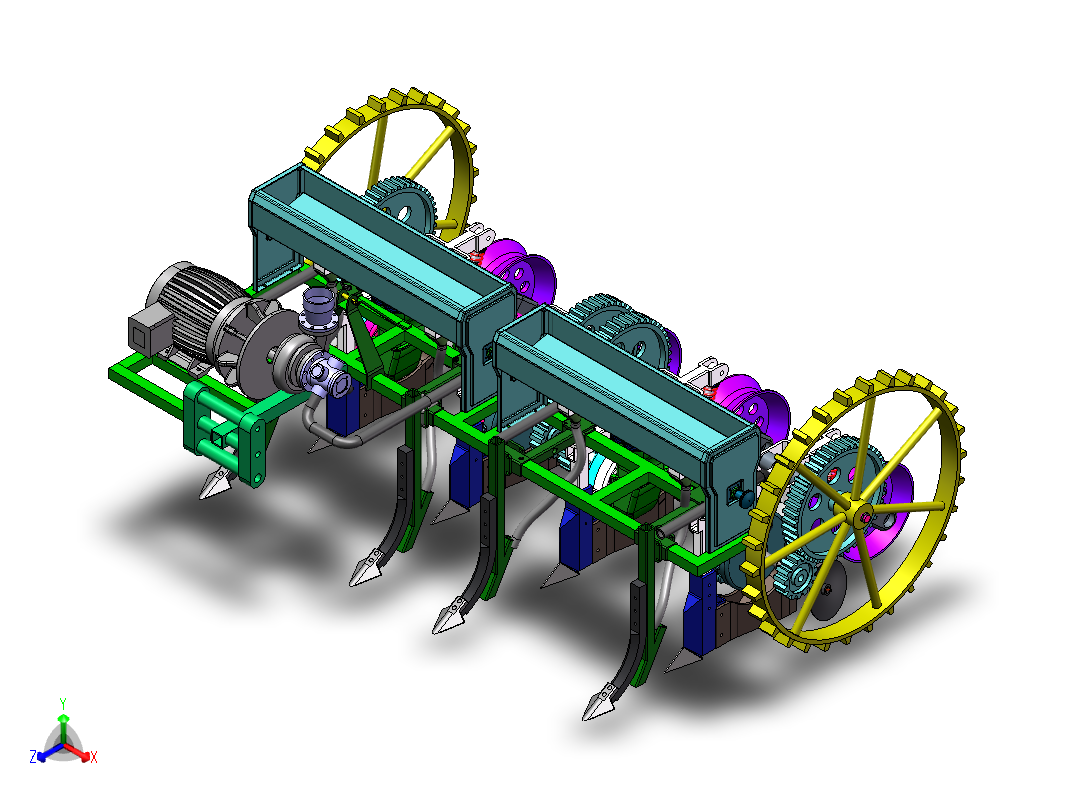 四行气吸式玉米播种机-三维SW主视图