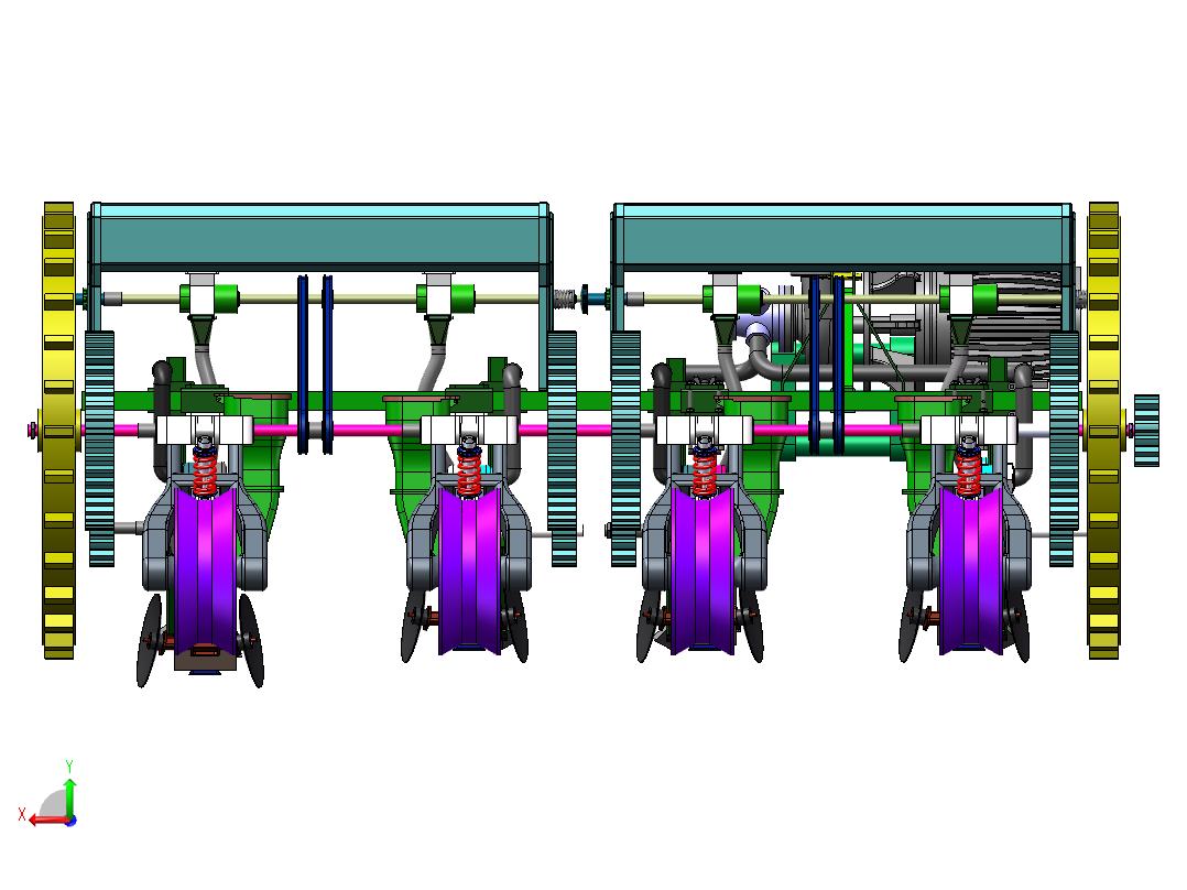 四行气吸式玉米播种机-三维SW后视图