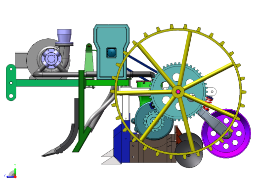 四行气吸式玉米播种机-三维SW右视缩略图