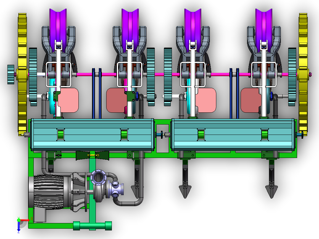 四行气吸式玉米播种机-三维SW俯视图