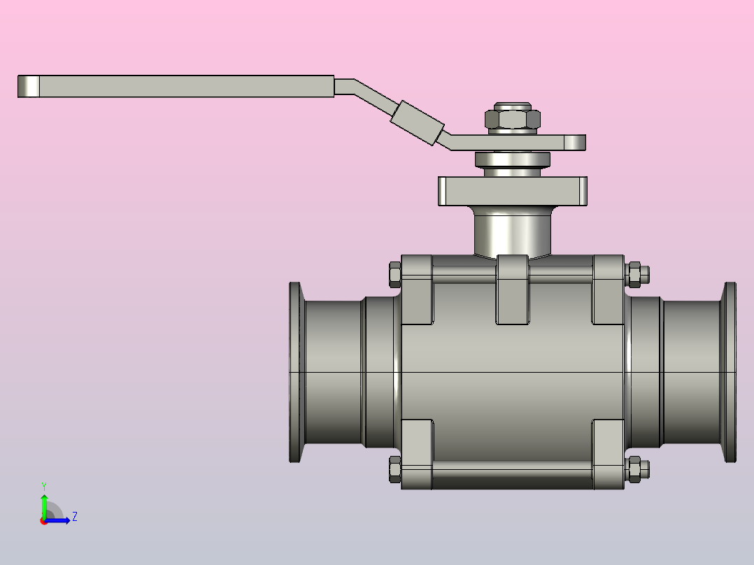 卫生级不锈钢全流量球阀[卫生级不锈钢全流量球阀-2]左视图