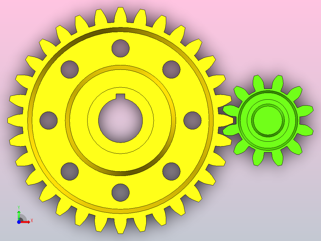 动画直齿轮传动前视图