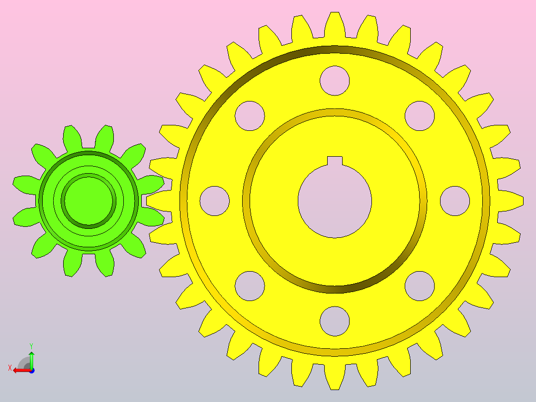 动画直齿轮传动后视图