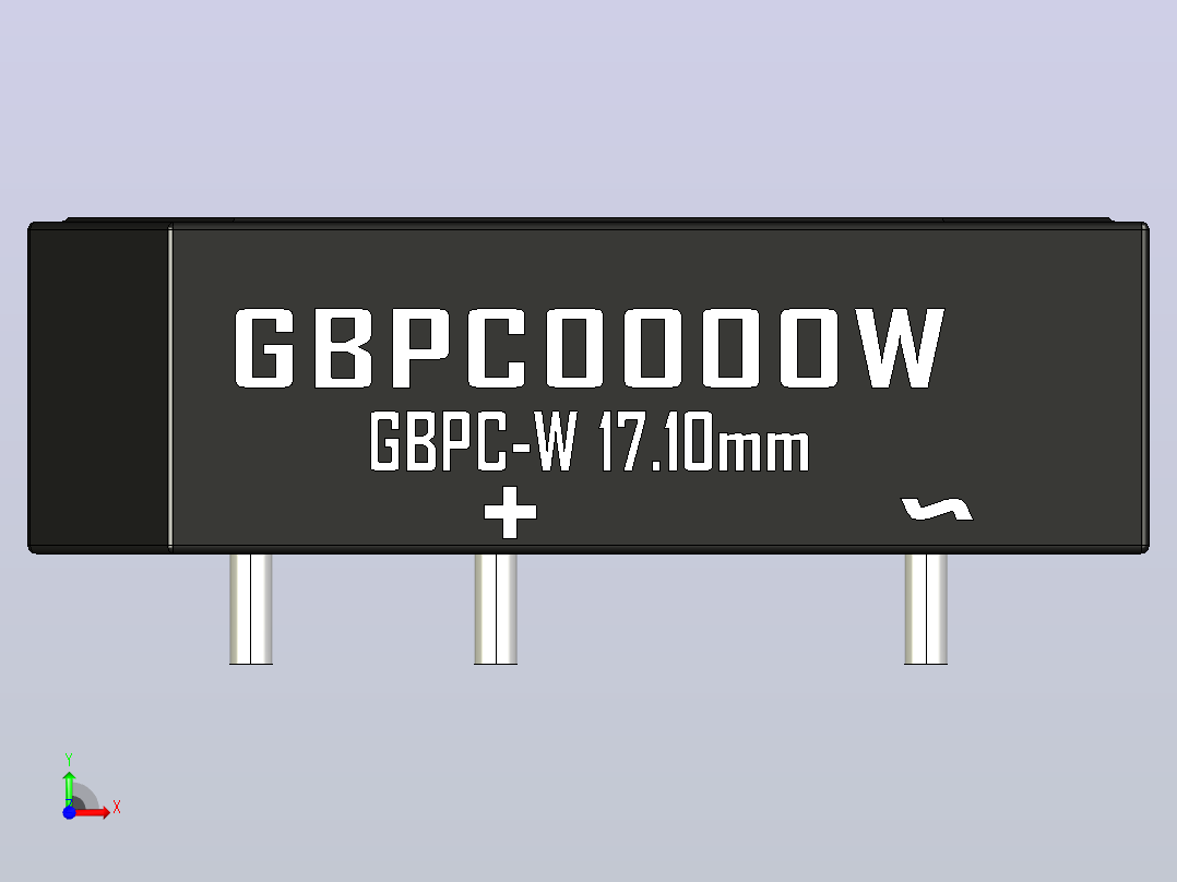 桥式整流器外壳GBPC-W_Min_Size_Low_Profile前视图