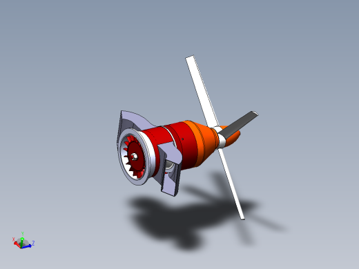 航模发动机及其螺旋桨模型图主视缩略图